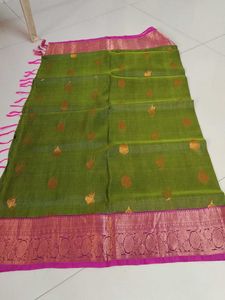 Green colour soft silk saree