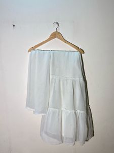 Embroidered White Kurti And Sharara Set