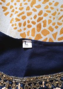 Embroidered Navy Blue Blouse
