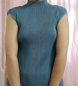 Pleated High Neck Top