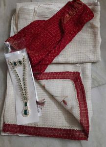 Embroidered Kota  Saree With Blouse