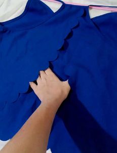 Shein Blue Scalloped Cami Tank Top