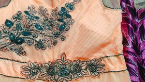 Peach Embroidered Anarkali Gown