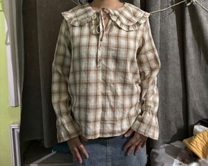 Cute Plaid Ruffle Blouse