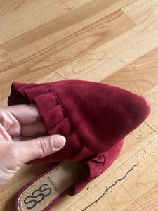 Stylish Maroon Mules with Ruffle Detail