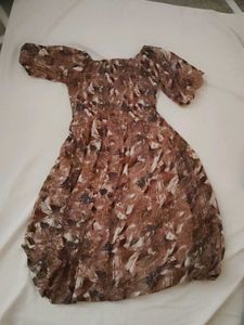 Boho Brown Print Mini Dress