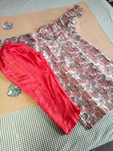 💞Floral Kurta with Red Pants💞