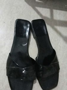 Black Heeled Slide Sandals