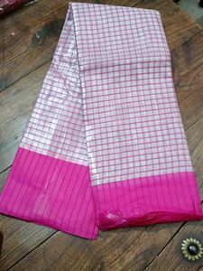 Pink Checkered Saree