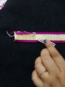 Beaded Lace With Purple Border