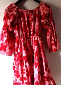Red Flower Printed Dress