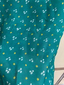 Sea Green Bandhani Print Saree