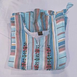 Striped Embroidered Kurta