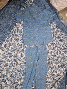 Blue Floral Pajama Set