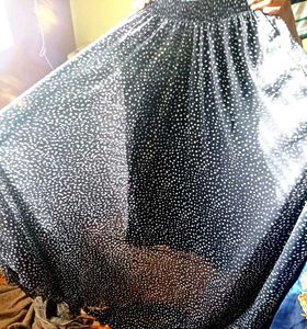 Black &amp; White Polka Dot Maxi Skirt