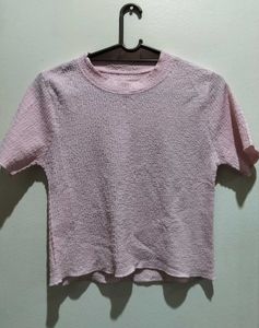 Cute Pink Textured T-Shirt