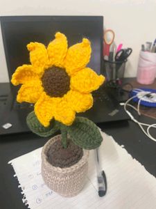 Crochet Sunflower in Pot