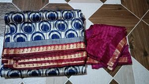 Beautiful Cotton Silk Saree With Matching Blouse