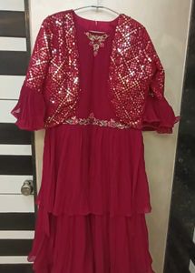 frill gown with tikki work koti