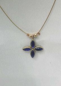 Blue Floral Pendant Necklace