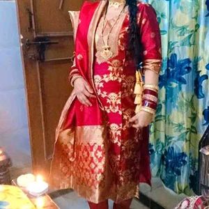 banarsi silk kurta set with dupatta