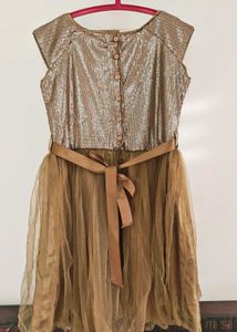 Gold Sequin &amp; Tulle Party Dress