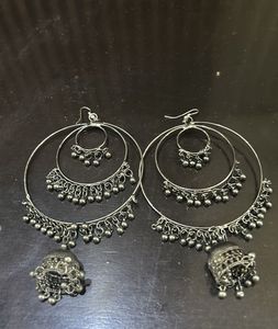 Silver Jhumka Hoop Earrings