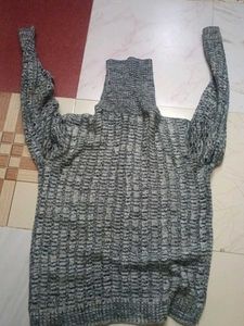 Grey Knit Turtleneck Sweater
