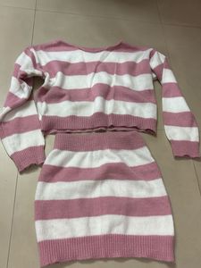 Striped Knit Skirt Set from savana