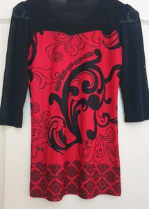 Red and Black Print Top for 8-10 yr girl