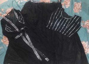 Black Embellished Dress Material