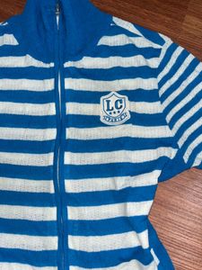 Rare Y2K It Girl Fitted Zip Up Semi Wooden Top