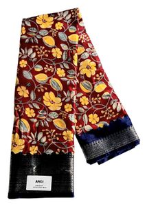 New Dola Silk Saree With Blouse. Elegant Floral Pr