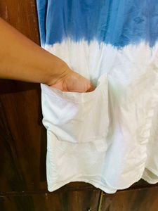 Blue Tie-Dye Sleeveless Top Dress
