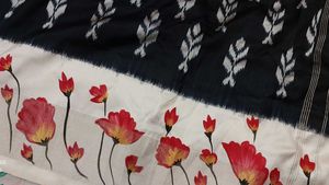Pure Pochampalli Ikkat Silk Saree With Hand Paint