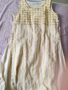 White Kurti With Golden Lines