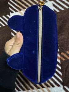 Cute Navy Blue Sleepy Eyes Pouch