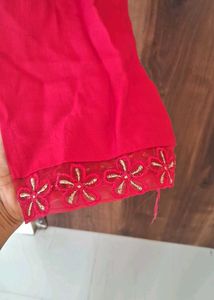 Elegant Red Embroidered Kurta