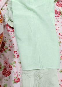 Light Green Hand Embroidered Kurti With Palazzo