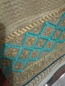 Elegant Turquoise &amp; Gold Saree