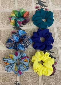 Hair Accessories ( Combo Of 6 Scrunchies)