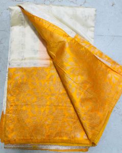 Unused Offwhite Art Silk Saree