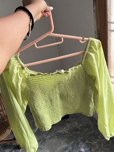Green Tie-Front Top