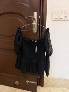 Black Puff Sleeve Top