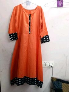 Orange & Black Print Dress Used Two Times
