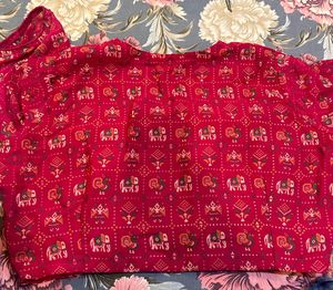 rose pink Printed Saree with blouse