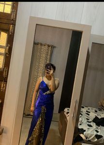 Royal Blue Gown with Gold Detailing