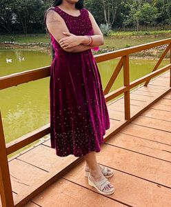 vine Embellished Velvet Dress