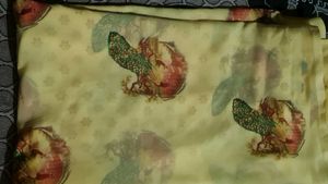 Yellow Saree with Peacock Print