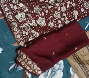 Maroon embroidery xxl readymade dress